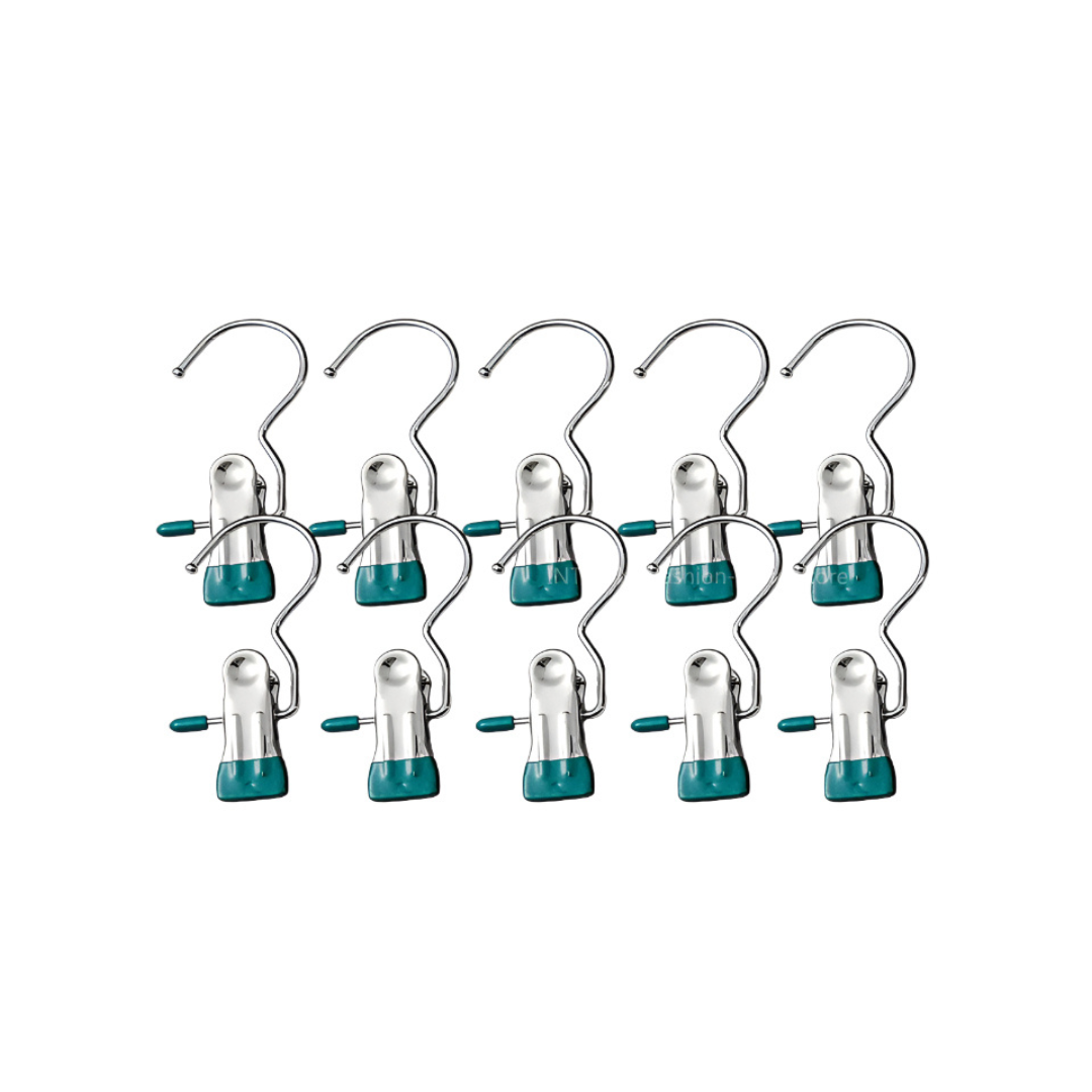 Metal Hook Clips - Stainless Steel + Silicone (10pcs)