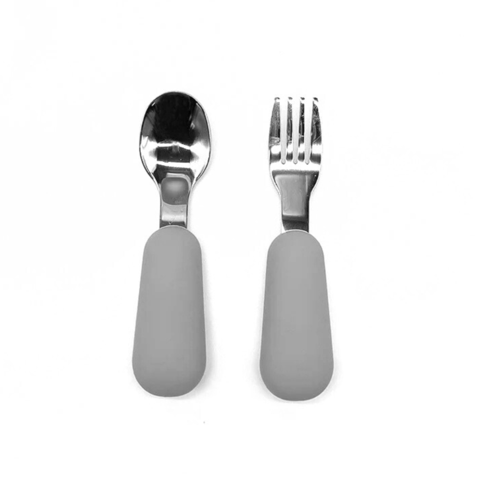 Mini Fork + Spoon - Stainless Steel + Silicone (Bottom Dipped)