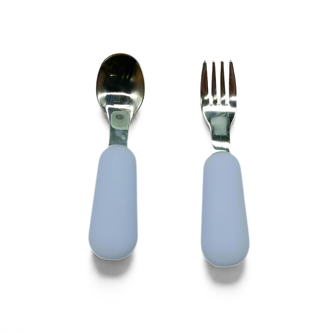 Mini Fork + Spoon - Stainless Steel + Silicone (Bottom Dipped)