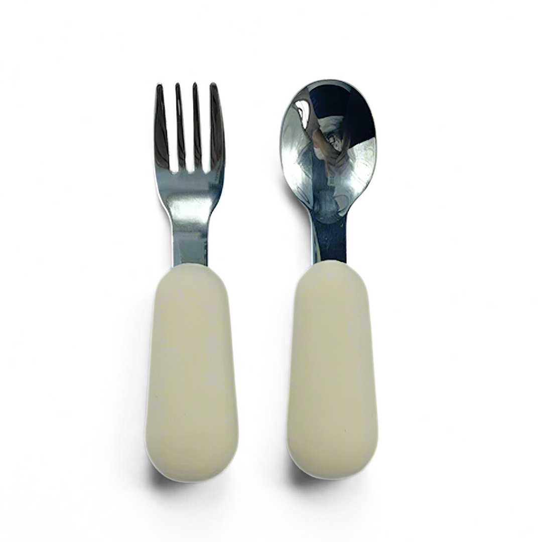 Mini Fork + Spoon - Stainless Steel + Silicone (Bottom Dipped)