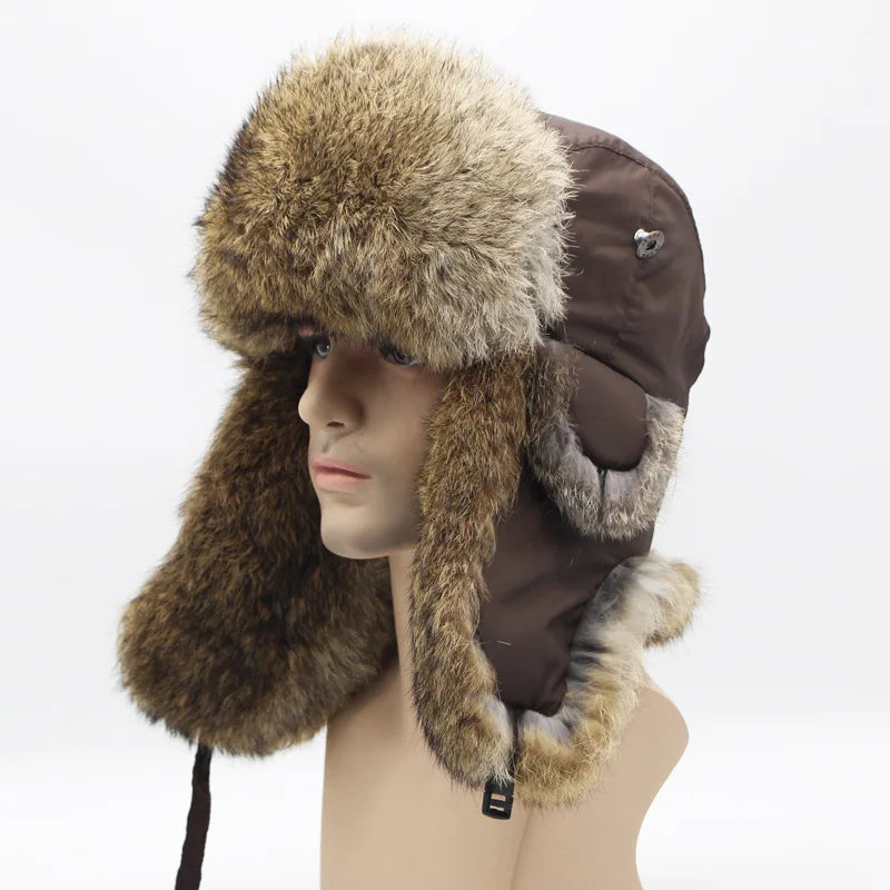 Bomber Hat - Rabbit (100% Real Fur Interior)