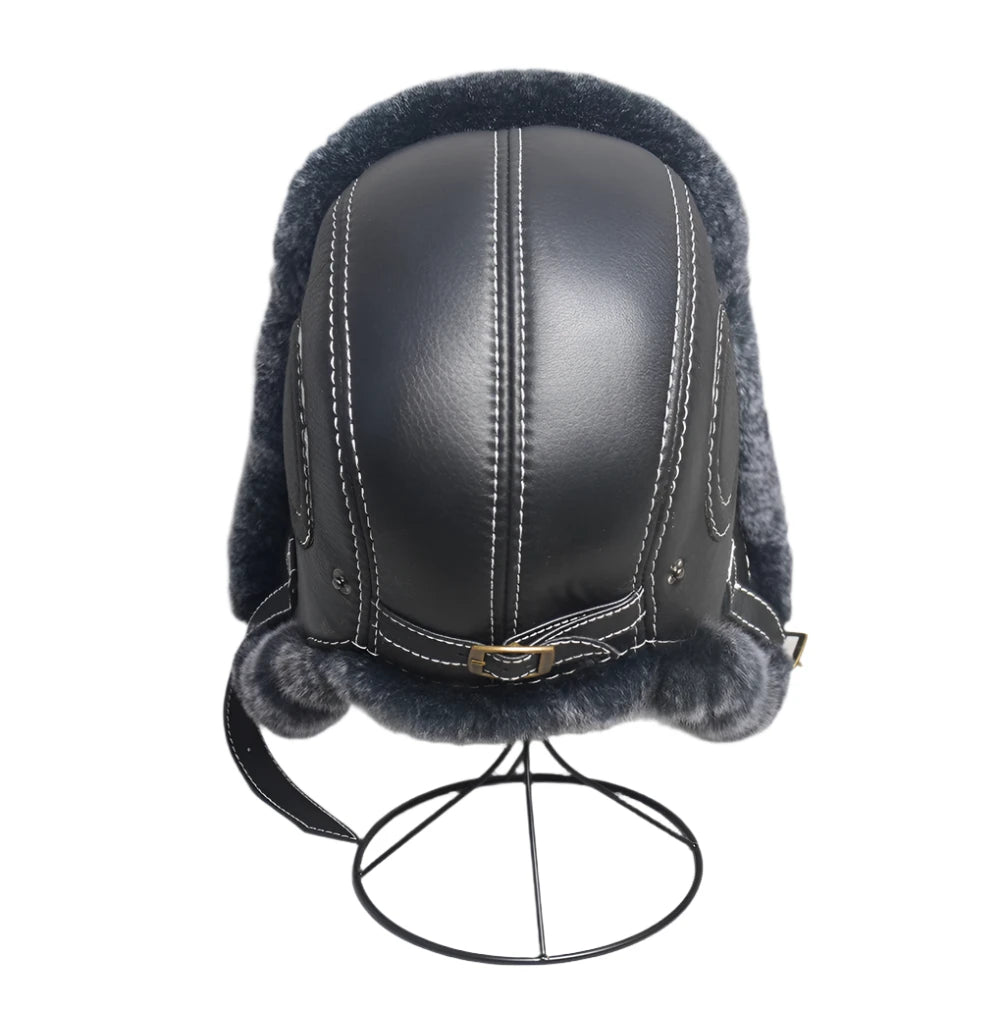 Aviator Hat - Rabbit (100% Real Fur + Leather)