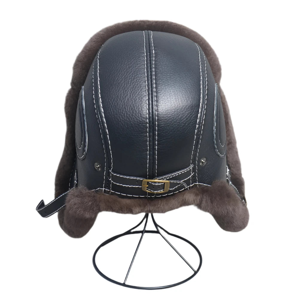 Aviator Hat - Rabbit (100% Real Fur + Leather)