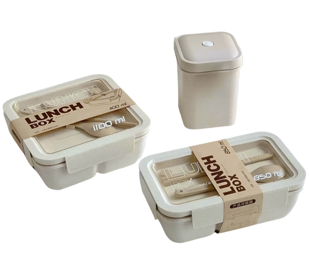 Eco-Friendly Leakproof Bento Box Set - Wheat Straw (3 sizes)