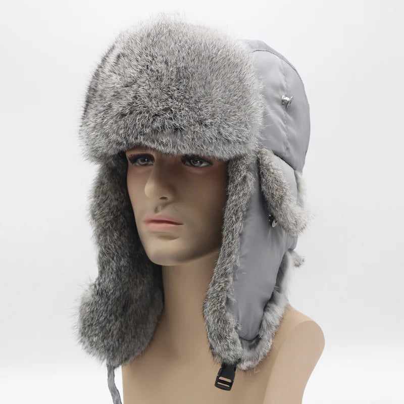 Bomber Hat - Rabbit (100% Real Fur Interior)