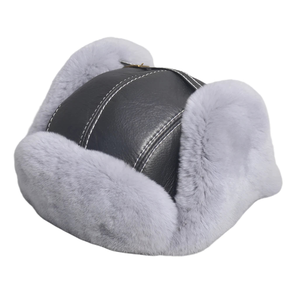 Aviator Hat - Rabbit (100% Real Fur + Leather)