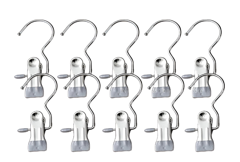 Metal Hook Clips - Stainless Steel + Silicone (10pcs)