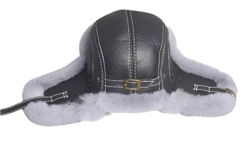 Aviator Hat - Rabbit (100% Real Fur + Leather)