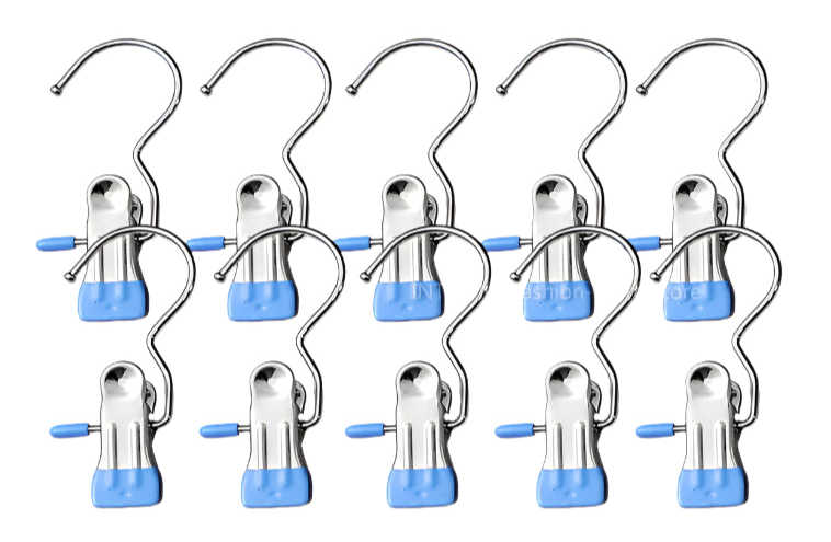 Metal Hook Clips - Stainless Steel + Silicone (10pcs)