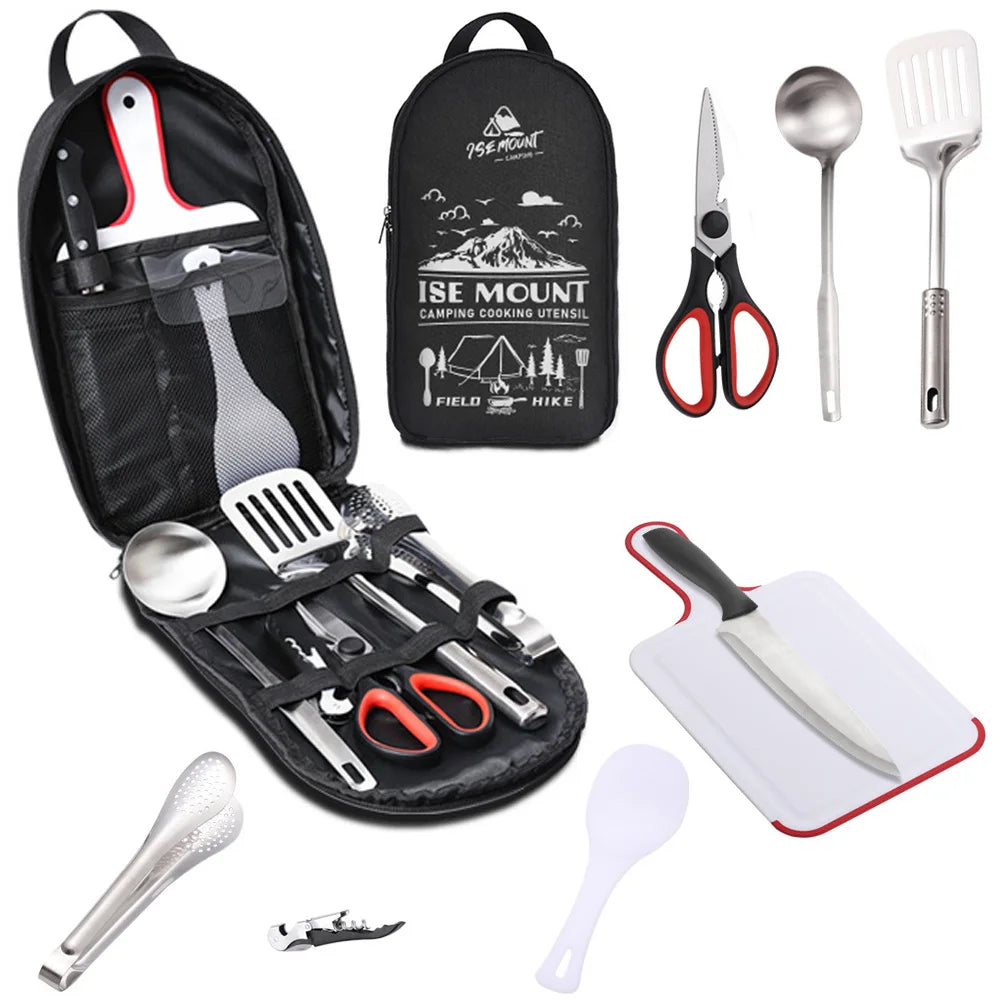 Camping Cookware Set - Stainless Steel (9pcs)