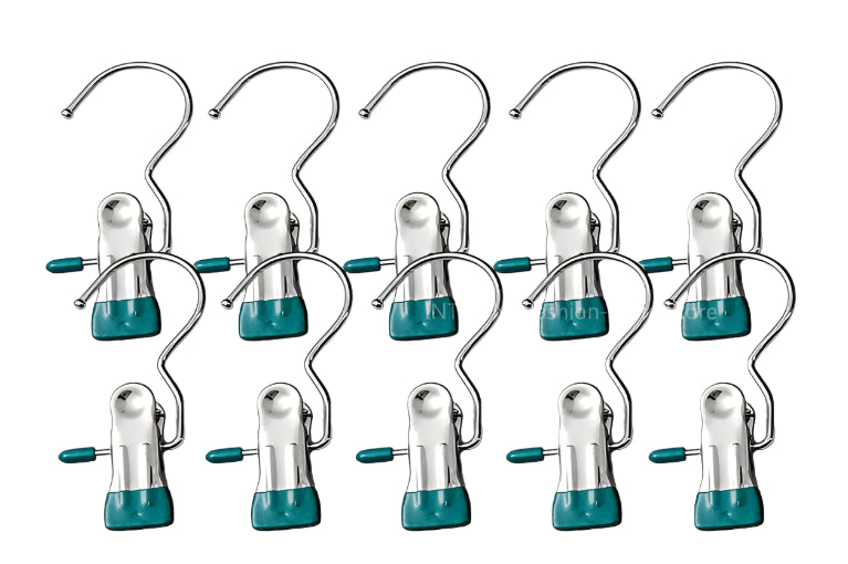 Metal Hook Clips - Stainless Steel + Silicone (10pcs)