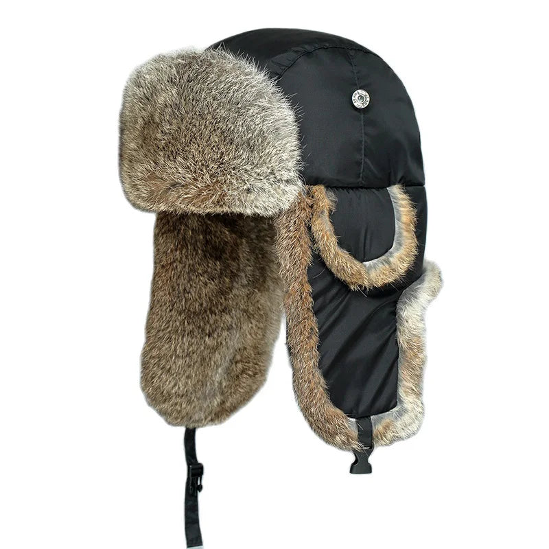 Bomber Hat - Rabbit (100% Real Fur Interior)