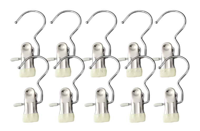 Metal Hook Clips - Stainless Steel + Silicone (10pcs)