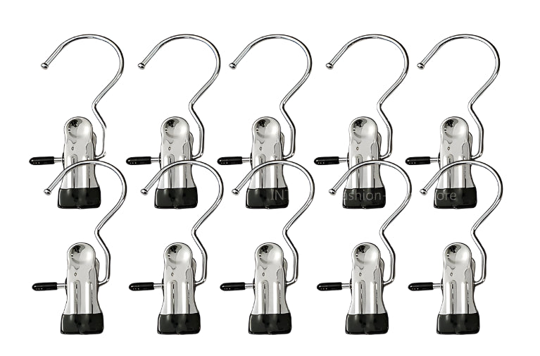 Metal Hook Clips - Stainless Steel + Silicone (10pcs)