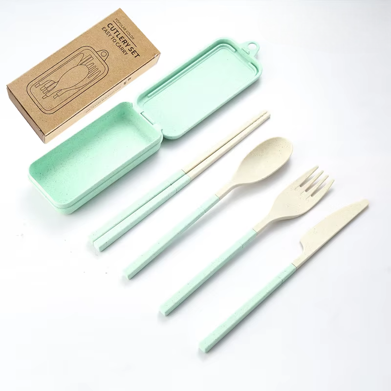 Eco-Friendly Flatware Set w. Compact Case - Autumn (Wheat Straw)