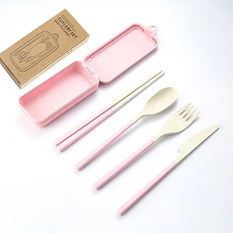 Eco-Friendly Flatware Set w. Compact Case - Autumn (Wheat Straw)