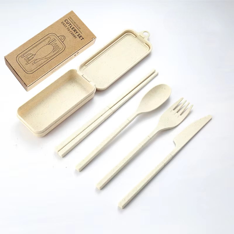 Eco-Friendly Flatware Set w. Compact Case - Autumn (Wheat Straw)