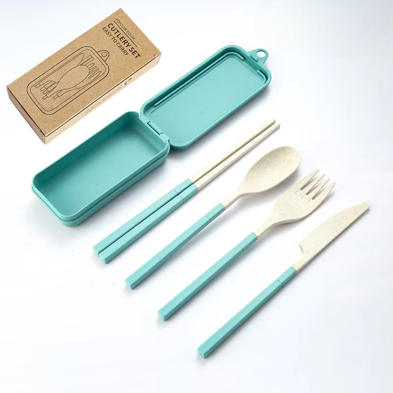 Eco-Friendly Flatware Set w. Compact Case - Autumn (Wheat Straw)