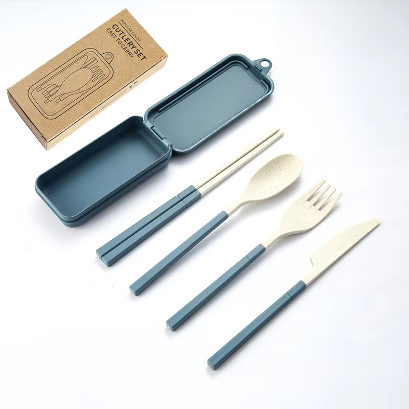 Eco-Friendly Flatware Set w. Compact Case - Autumn (Wheat Straw)