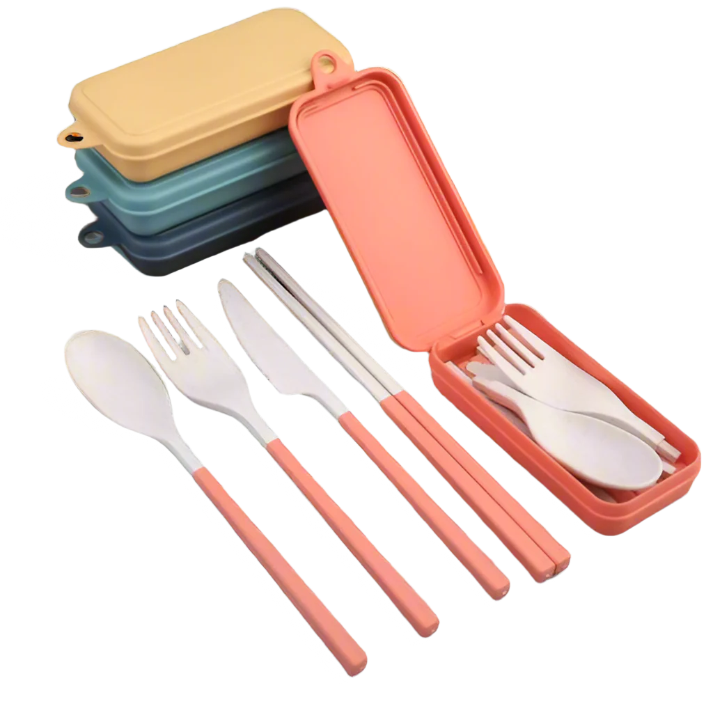 Eco-Friendly Flatware Set w. Compact Case - Autumn (Wheat Straw)